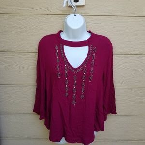 Red Camel Choker Blouse